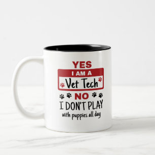 Taza Bicolor Sí, soy un experto técnico no juego con cachorros