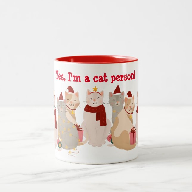 Taza Bicolor Sí, soy un gato - Diseño de Navidad (Centro)