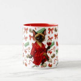 Taza Bicolor Siamese Cat Christmas Funny Holiday Chaos Glam Cat