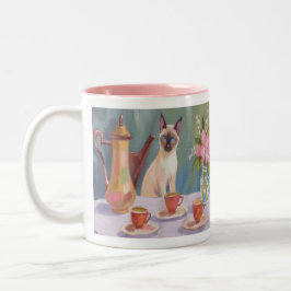 Taza Bicolor Siamese Cat Coffee or Tea Time Mug