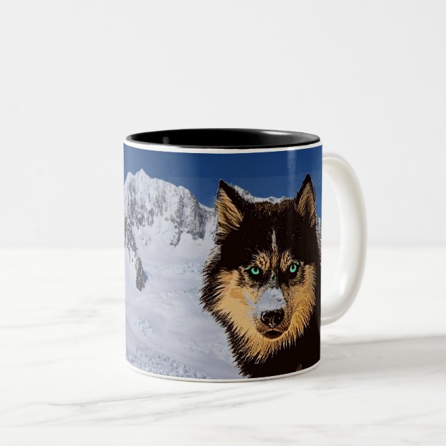 Taza Bicolor Siberian Husky Coffee Mug (Anverso derecho)