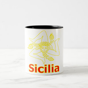 Taza Bicolor Sicilia con símbolo de Trinacria