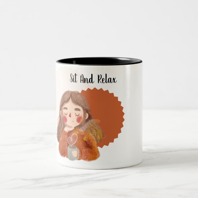 Taza Bicolor Siéntese y relájese con el café Mug (Centro)