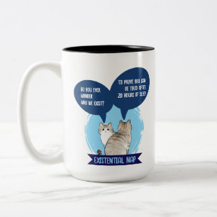 Taza Bicolor Siesta existencial Gato divertido Dormir Humor Fra