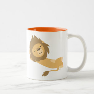 Taza Bicolor ¡Siesta! León de dibujos animados lindo