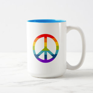 Taza Bicolor Signo de paz arcoiris