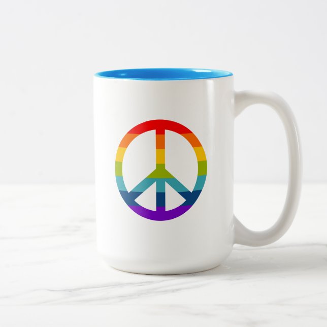 Taza Bicolor Signo de paz arcoiris (Derecha)