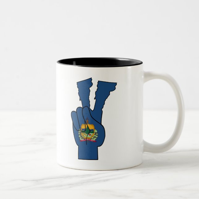 Taza Bicolor Signo de paz de bandera Vermont (Derecha)