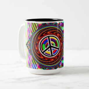 Taza Bicolor Signo de paz Diamante (Añadir palabras)