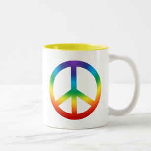 Taza Bicolor Signo de paz en colores chakra