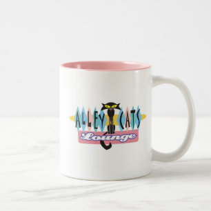 Taza Bicolor signo de salón de gatos callejeros retro