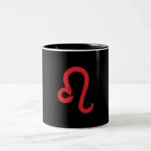Taza Bicolor Signo Zodíaco LEO Rojo Cumpleaños Julio Agosto Ast