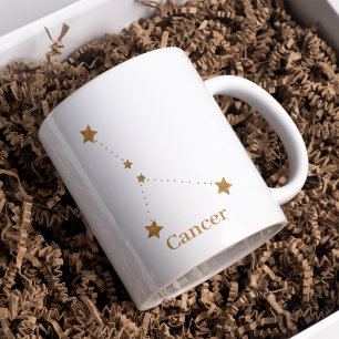 Taza Bicolor Signo Zodíaco Moderno de Cáncer de Oro Elemento