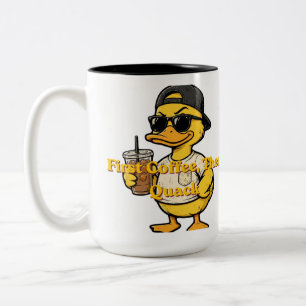 Taza Bicolor Sigue graznando Pato lindo con café