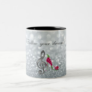 Taza Bicolor Sigue tus sueños, Brillante, Tacones, Llave de vio