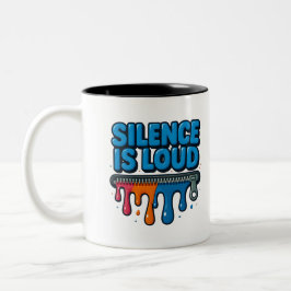 Taza Bicolor Silence Is Loud Bold Typography Art Mug