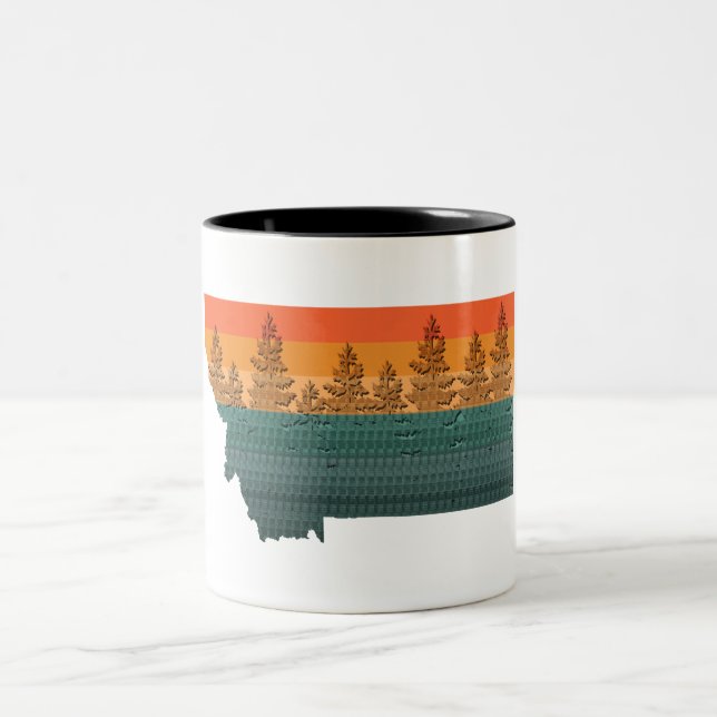Taza Bicolor Silhouette de árbol estatal Montana (Centro)