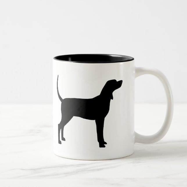 Taza Bicolor Silhouette de Coonhound (negro) (Derecha)