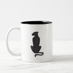 Taza Bicolor Silhouette de gato negro tazón de café de dos tono