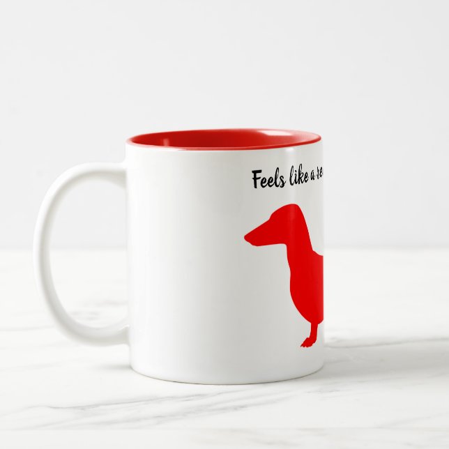 Taza Bicolor Silhouette roja Dachshund Mug (Izquierda)