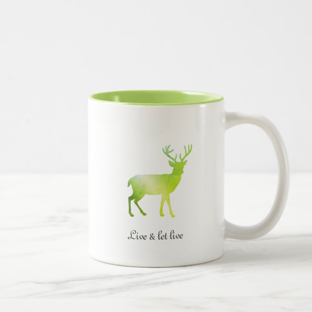 Taza Bicolor Silhouette y caligrafía de renos verdes (Derecha)