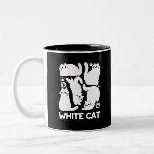 Taza Bicolor Silhouettes de color blanco gatito - Diseño felino