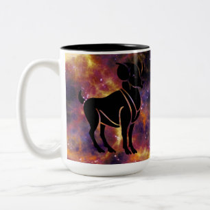Taza Bicolor Silueta de la galaxia del zodiaco de Aries – Horós