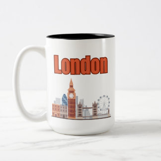 Taza Bicolor Silueta de Londres Fuente Grande Dos Tonos