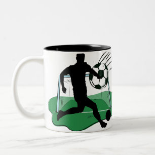 Taza Bicolor Silueta de Marcador de Gol de Fútbol