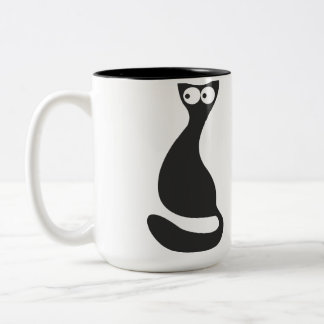 Taza Bicolor Silueta del gato negro
