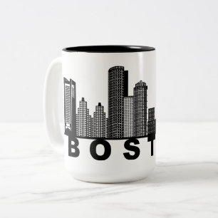 Taza Bicolor Silueta del horizonte de Boston 