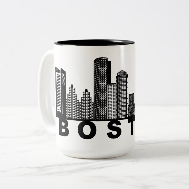 Taza Bicolor Silueta del horizonte de Boston  (Anverso izquierdo)