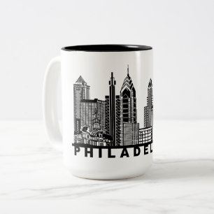 Taza Bicolor Silueta del horizonte de Filadelfia