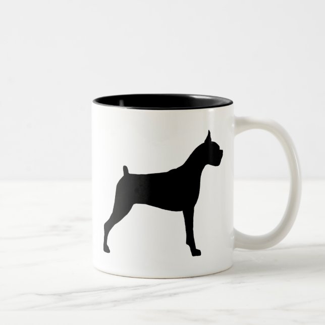 Taza Bicolor Silueta del perro del boxeador (Derecha)