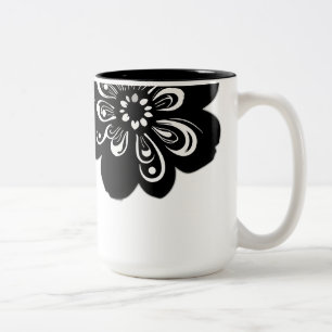 Taza Bicolor Siluetas de flor de patrón Paisley