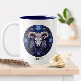 Taza Bicolor Símbolo celestial Ram Zodiac Fantasy Aries