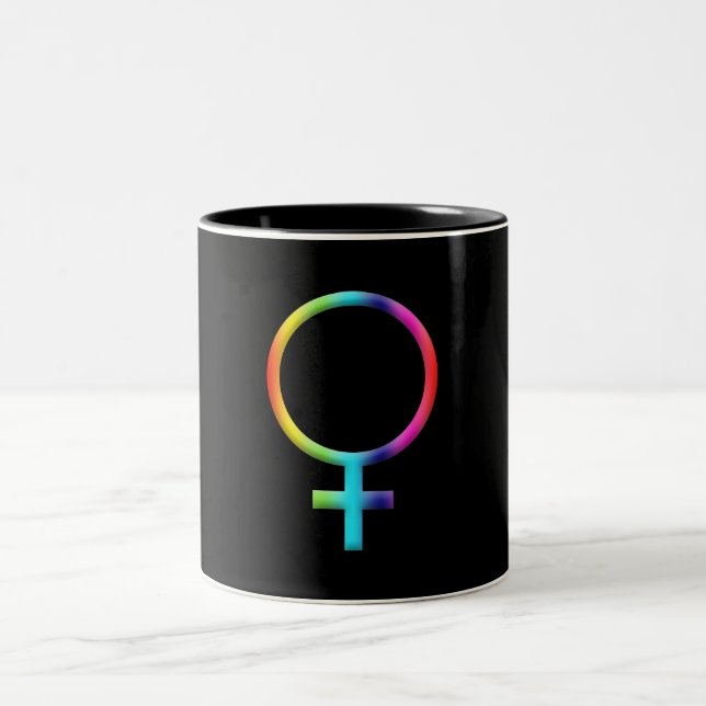 Taza Bicolor Símbolo de arcoiris veno astrología Rótulo planeta (Centro)
