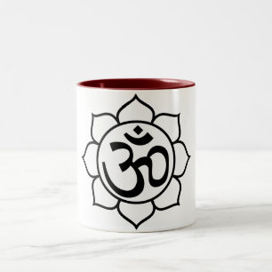 Taza Bicolor Símbolo de Aum de la flor de Lotus