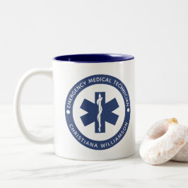 Taza Bicolor Símbolo de EMT personalizado Técnico Médico de Eme