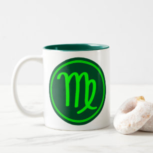 Taza Bicolor Símbolo del Zodiaco Virgo Contraste Verde