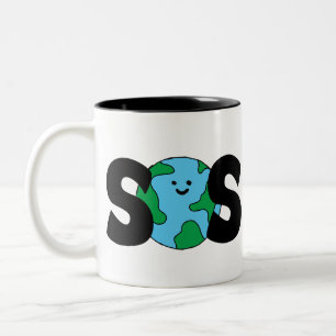 Taza Bicolor Símbolo ecológico SOS World Happy Earth Clipart Ec