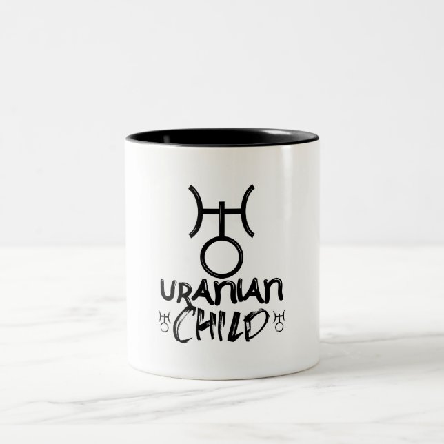 Taza Bicolor Símbolo infantil uraniano Astrología Signo del pla (Centro)