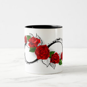 Taza Bicolor Símbolo infinito con rosas rojas