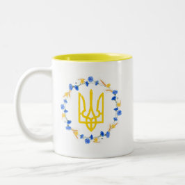Taza Bicolor Símbolo nacional ucraniano Trident Tryzub