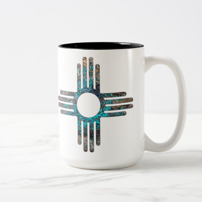 Taza Bicolor Símbolo Zia Sun de Nuevo México (Derecha)