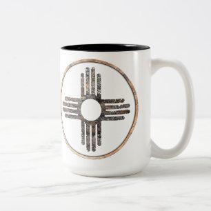 Taza Bicolor Símbolo Zia Sun de Nuevo México