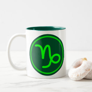 Taza Bicolor Símbolo Zodiacal de Capricornio con Contraste Verd