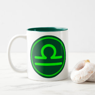 Taza Bicolor Símbolo Zodiacal Libra Contraste Verde