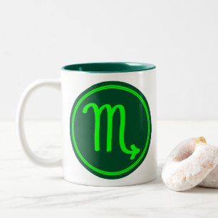 Taza Bicolor Símbolo Zodíaco Escorpio Contraste Verde