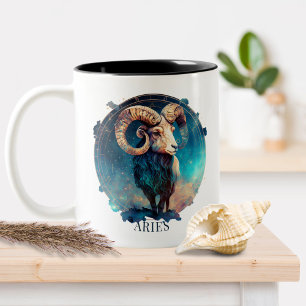 Taza Bicolor Símbolo zodiaco Ram Celestial Fantasía Aries